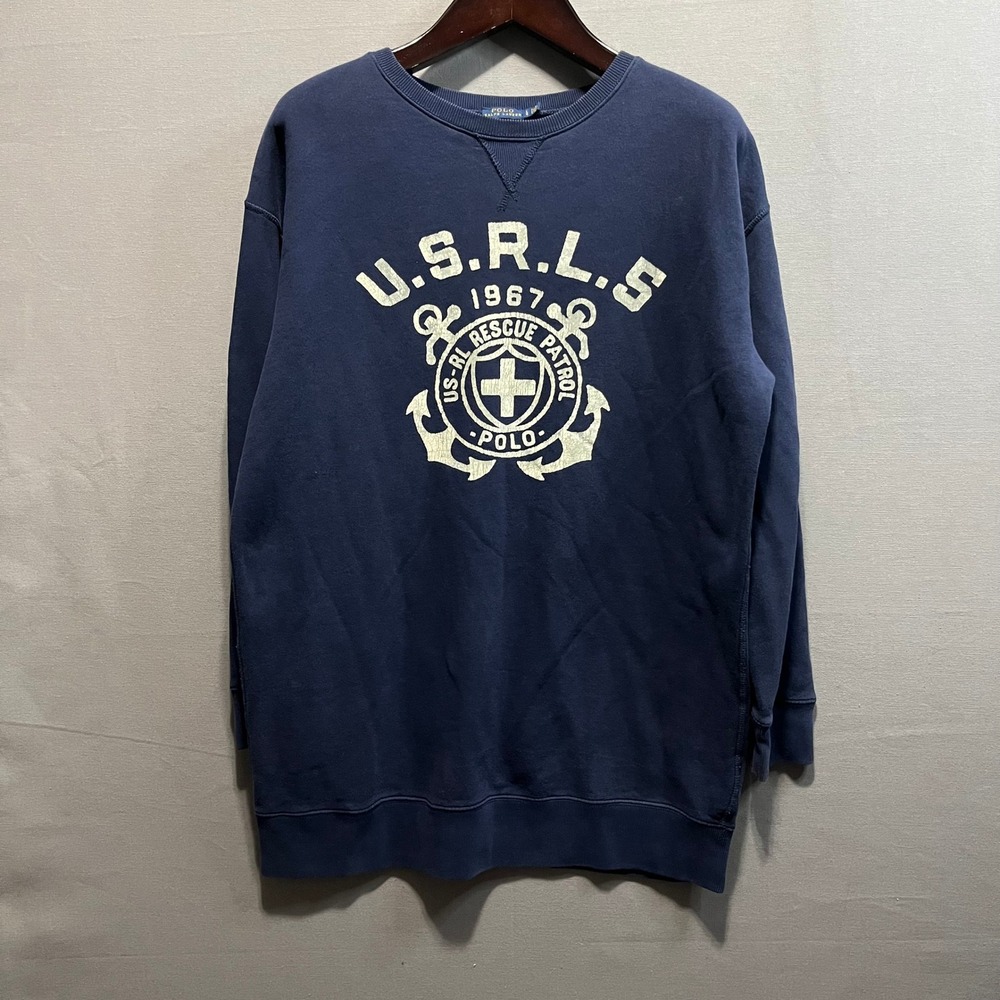 Polo Ralph Lauren USRLS 1967 Rescue Patrol Graphic Sweatshirt Navy Blue Large